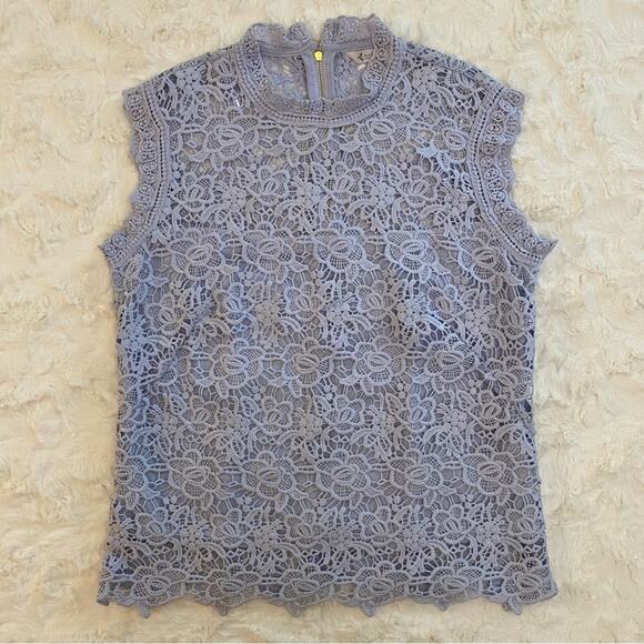 Nanette Lepore Spring Bloom Iris Bliss Floral Lace Sleeveless Blouse Tank Medium - Picture 4 of 15